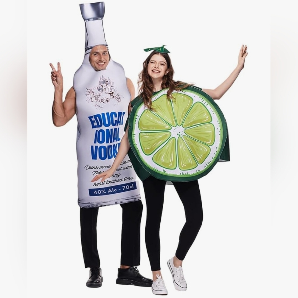 EraSpooky Vodka Bottle and Lime Couple's Tunic Costume Funny Halloween Adult